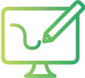 Icon of a monitor with a paintbrush, representing digital graphic design services.