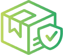 Icon of a package box with arrows, symbolizing end-to-end packaging solutions.