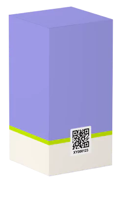 Traditional product packaging with 2D QR code system.